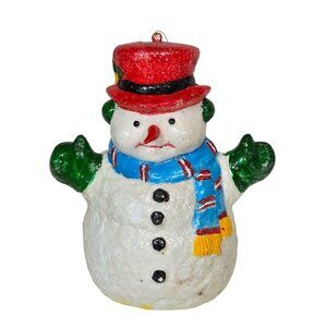 Large Snowman Blow Mold Ornament Plastic Sparkle Christmas Decoration Holiday